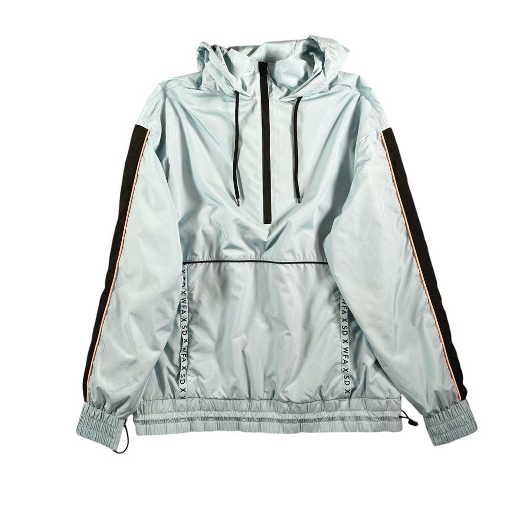 Sarah’s Day White Fox Boutique Blue Hoodie Skyler Windbreaker Size Small